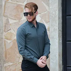 پیراهن مردانه CARLO سبز زیتونی کد 3250 - فروشگاه پوشاک M2Mode