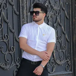 پیراهن مردانه آستین کوتاه FENDI سفید کد 3083 - فروشگاه پوشاک M2Mode