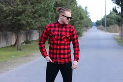 پیراهن دوجیب چهارخانه قرمز پشمی کد ۱409 - فروشگاه پوشاک M2Mode