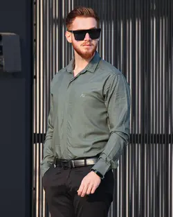 پیراهن مردانه آستین بلندسبز POLO کد 12306 - فروشگاه پوشاک M2Mode