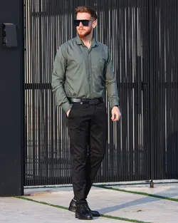 پیراهن مردانه آستین بلندسبز POLO کد 12306 - فروشگاه پوشاک M2Mode