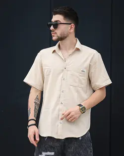 پیراهن مردانه آستین کوتاه مراکشی کرم کد12813 - فروشگاه پوشاک M2Mode