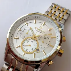 ساعت مچی عقربه‌ای مردانه رومانسون مدل بندفلزی سه موتور کرنوگراف ضدآب تاریخ شمار کد 12