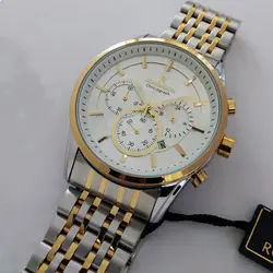 ساعت مچی عقربه‌ای مردانه رومانسون مدل بندفلزی سه موتور کرنوگراف ضدآب تاریخ شمار کد 12