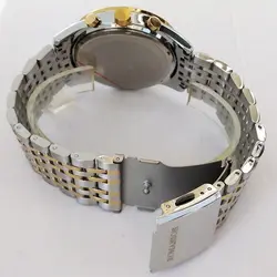 ساعت مچی عقربه‌ای مردانه رومانسون مدل بندفلزی سه موتور کرنوگراف ضدآب تاریخ شمار کد 12