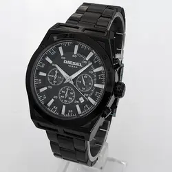 ساعت مچی عقربه‌ای مردانه دیزل مدل بندفلزی تاریخ شمار سه موتور فعال کرنوگراف ضدآب کد 02