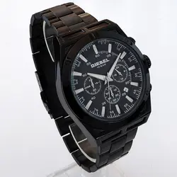 ساعت مچی عقربه‌ای مردانه دیزل مدل بندفلزی تاریخ شمار سه موتور فعال کرنوگراف ضدآب کد 02