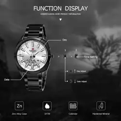 ساعت مچی عقربه‌ای مردانه نیوی فورس مدل دو تقویم کد NF9038-B/W