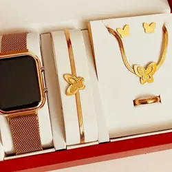 ساعت مچی زنانه و دخترانه ال ای دی بند حصیری فلزی بدنه فلزی روز شمار دار led