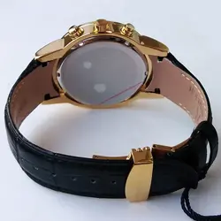 الگانس کرنو ساعت مچی مردانه عقربه ای بند چرمی ارسال رایگان رومانسون سه موتور کرنوگراف ضدآب تاریخ شمار