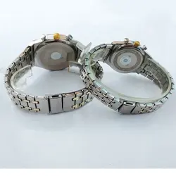 ساعت ست بندفلزی ساعت مچی عقربه ای جفتی والار WALAR طلایی نقره ای طرح سه موتور تک موتور تاریخ دار تاریخ شمار