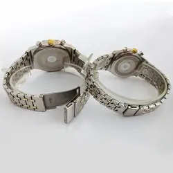 ساعت ست بندفلزی ساعت مچی عقربه ای جفتی والار WALAR طلایی نقره ای طرح سه موتور تک موتور تاریخ دار تاریخ شمار