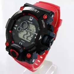 ساعت اسپرت مچی دخترانه پسرانه دیجیتال قرمز مشکی ورزشی ضدآب کرنومتر دار چراغدار تایمر Sport تاریخ شمار ارسال رایگان