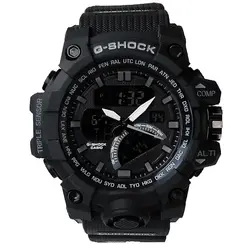 جیشاک ساعت مشکی ساعت مردانه جی شاکG-SHOCK دوزمانه صددرصد ضدآب چراغ دید در شب تاریخ شمار آلارم ارسال رایگان