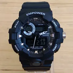 ساعت اسپرت امپاور مردانه دو زمانه ویژه خاص باکیفیت چراغ دید در شب ضدآب تاریخ شمار