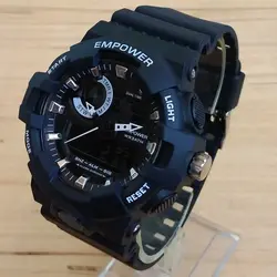 ساعت اسپرت امپاور مردانه دو زمانه ویژه خاص باکیفیت چراغ دید در شب ضدآب تاریخ شمار