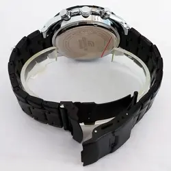 ساعت مچی مردانه کاسیو ادیفیس EDIFICE CASIO بندفلزی سه موتوره فعال کرنوگراف مشکی تاریخ شمار رنگ ثابت.ضد اب