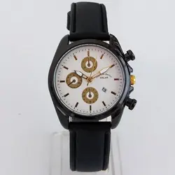 ساعت بندچرم والار WALARطرح سه موتور(تک موتور فعال)ساعت مشکی شیک تاریخ شمار