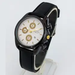 ساعت بندچرم والار WALARطرح سه موتور(تک موتور فعال)ساعت مشکی شیک تاریخ شمار