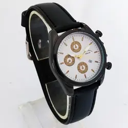 ساعت بندچرم والار WALARطرح سه موتور(تک موتور فعال)ساعت مشکی شیک تاریخ شمار