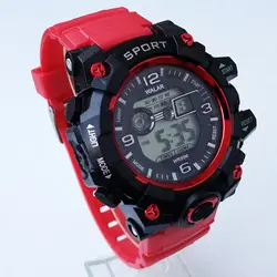 ارسال رایگان ساعت مچی دیجیتال قرمز مشکی اسپرت ضدآب کرنومتر دار چراغدار تایمر باکیفیت Sport تاریخ شمار