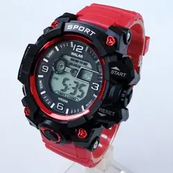 ارسال رایگان ساعت مچی دیجیتال قرمز مشکی اسپرت ضدآب کرنومتر دار چراغدار تایمر باکیفیت Sport تاریخ شمار