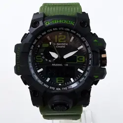 جی شاک G-SHOCKساعت مچی عقربه ای مردانه دو زمانه دیجیتال و آنالوگ ساعت زیتونی اسپرتsport ساعت ضدآب کرنومتر دوموتوره