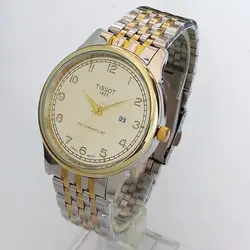 ساعت بند فلزی مردانه تیسوت ساعت شیک و رنگ ثابت TISSOT تاریخ شمار ضدآب کادوی خاص ویژه ساعت طلایی نقره ای