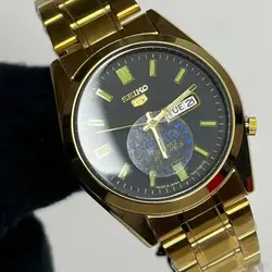 ساعت مچی مردانه دو تقویم سیکو 5 بند استیل موتور ژاپن SEIKO5