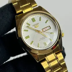 ساعت مچی مردانه دو تقویم سیکو 5 بند استیل موتور ژاپن SEIKO5