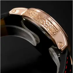 ساعت مچی مردانه سه موتور فعال کرنوگراف تقویم نمایان قاب حکاکی پتک فیلیپ Patek Philippe