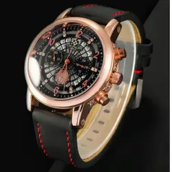 ساعت مچی مردانه سه موتور فعال کرنوگراف تقویم نمایان قاب حکاکی پتک فیلیپ Patek Philippe