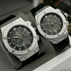 ست ساعت مچی زنانه مردانه هابلوت تقویم نمایان طرح کرنو موتور شرکتی HUBLOT