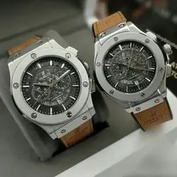 ست ساعت مچی زنانه مردانه هابلوت تقویم نمایان طرح کرنو موتور شرکتی HUBLOT