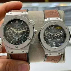 ست ساعت مچی زنانه مردانه هابلوت تقویم نمایان طرح کرنو موتور شرکتی HUBLOT