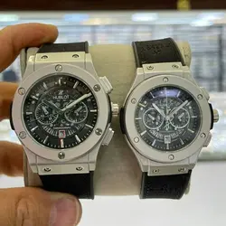 ست ساعت مچی زنانه مردانه هابلوت تقویم نمایان طرح کرنو موتور شرکتی HUBLOT