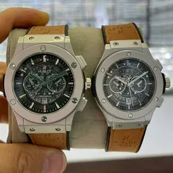 ست ساعت مچی زنانه مردانه هابلوت تقویم نمایان طرح کرنو موتور شرکتی HUBLOT