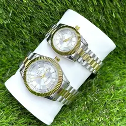 ست زنانه مردانه ساعت مچی دو تقویم قفل اصلی رولکس دی دیت موتور ژاپن ROLEX