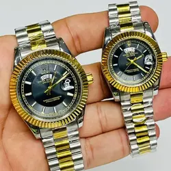 ست زنانه مردانه ساعت مچی دو تقویم قفل اصلی رولکس دی دیت موتور ژاپن ROLEX