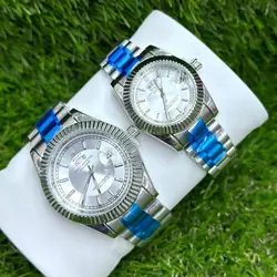 ست زنانه مردانه ساعت مچی دو تقویم قفل اصلی رولکس دی دیت موتور ژاپن ROLEX