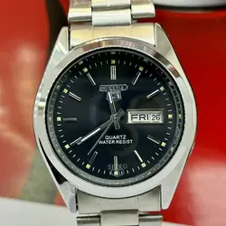 ساعت مردانه دو تقویم شیشه حک دار سیکو5 موتور ژاپن SEIKO 5