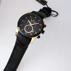 ساعت مچی عقربه‌ای مردانه رومانسون مدل کرنوگراف سه موتورفعال بندچرمی تاریخ شمار کد 37