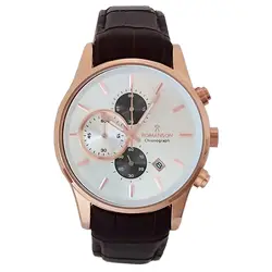 ساعت مچی عقربه‌ای مردانه رومانسون مدل بندچرمی سه موتورفعال کرنوگراف تاریخ شمار کد 57