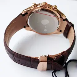 ساعت مچی عقربه‌ای مردانه رومانسون مدل بندچرمی سه موتورفعال کرنوگراف تاریخ شمار کد 57