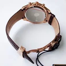 ساعت مچی عقربه‌ای مردانه رومانسون مدل بندچرمی سه موتورفعال کرنوگراف تاریخ شمار کد 57