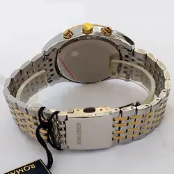 ساعت مچی عقربه‌ای مردانه رومانسون مدل بندفلزی ضدآب کرنوگراف سه موتور تاریخ شمار کد GL