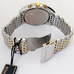 ساعت مچی عقربه‌ای مردانه رومانسون مدل بندفلزی ضدآب کرنوگراف سه موتور تاریخ شمار کد GL