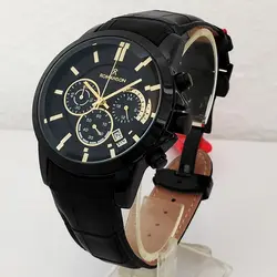 ساعت مچی عقربه‌ای مردانه رومانسون مدل کرنوگراف سه موتورفعال بندچرمی تاریخ شمار کد 29