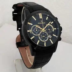 ساعت مچی عقربه‌ای مردانه رومانسون مدل کرنوگراف سه موتورفعال بندچرمی تاریخ شمار کد 29