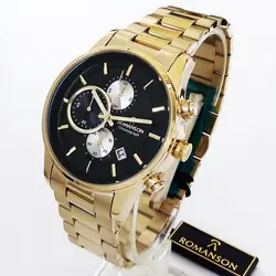 ساعت مچی عقربه‌ای مردانه رومانسون مدل بندفلزی کرنوگراف سه موتور تاریخ شمار کد RM70